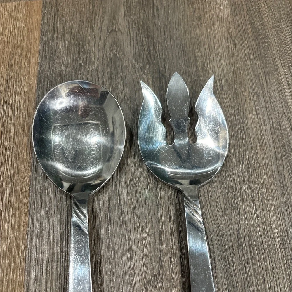 Kaysons Japan Large Salad Fork & Spoon‎ Serving Set Stainless 11 1/4